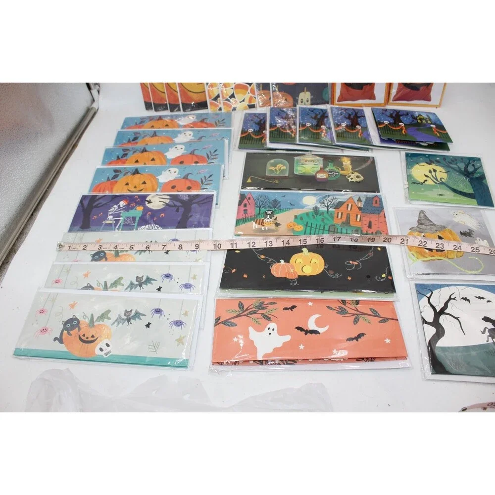 Lot of 62 Total Halloween Panoramic Pop Up Greeting Cards/Regular/Treat Bags NEW